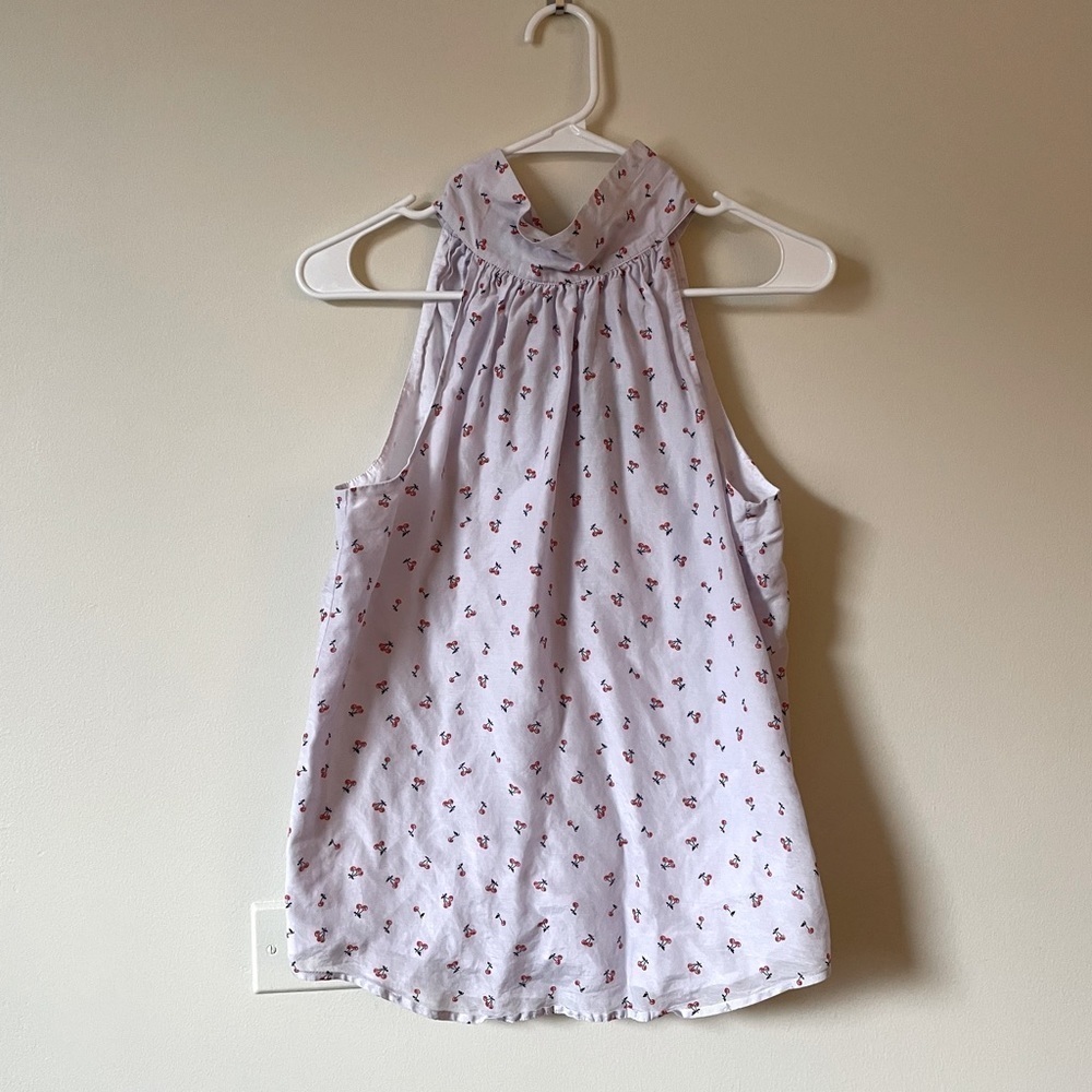 J.Crew fully lined cherries sleeveless top tie detail summer shirt flowy